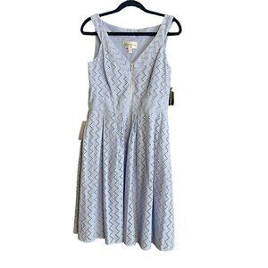 Donna Morgan Light Blue Sleeveless Fit and Flare Dress. Size 8, Eyelets